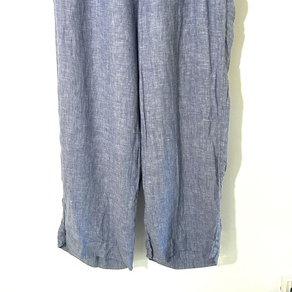 Tahari Linen Wide Leg Pants Size Large Pull On Pockets Coastal Beach Womens - Picture 3 of 9
